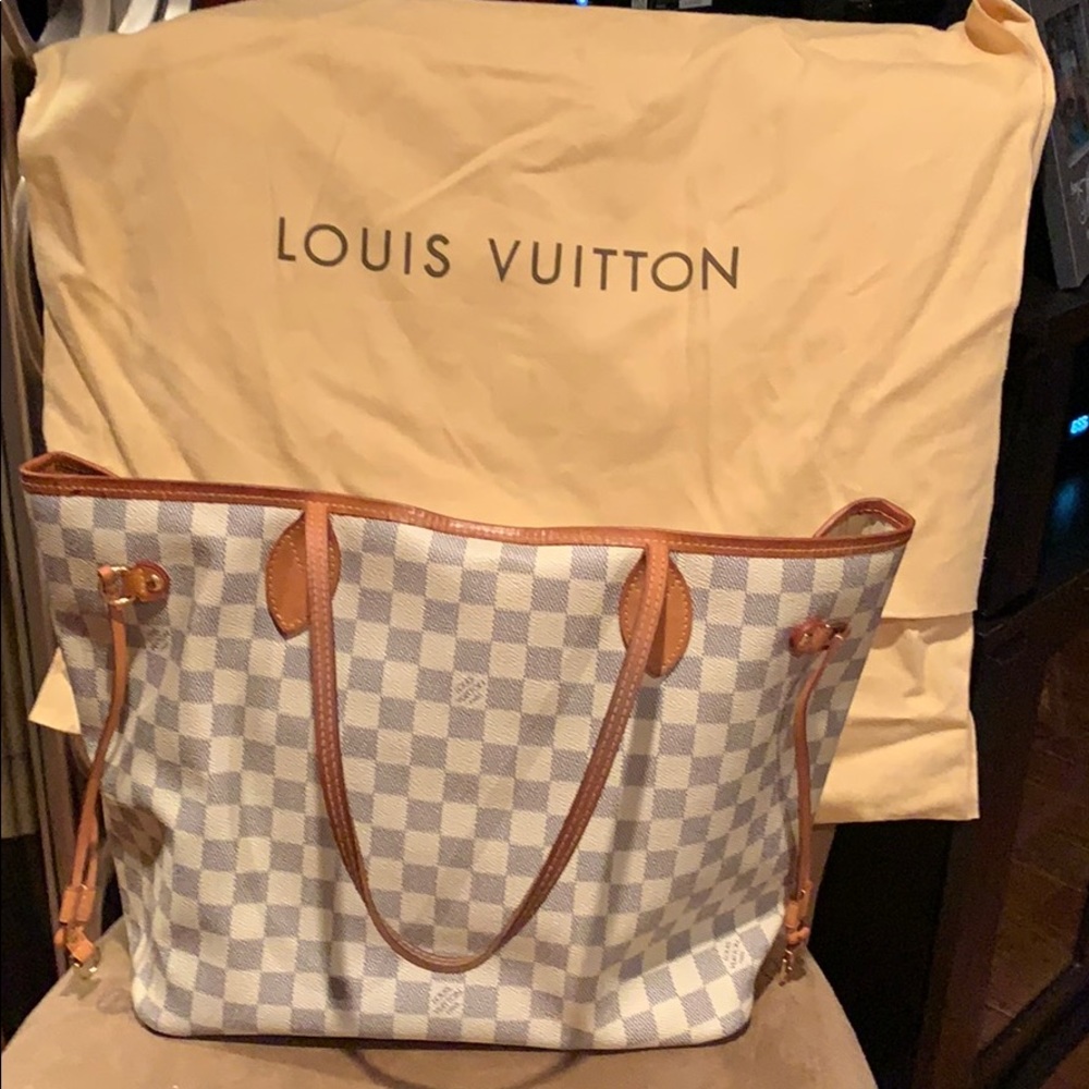louis vuitton neverfull mm damier azur